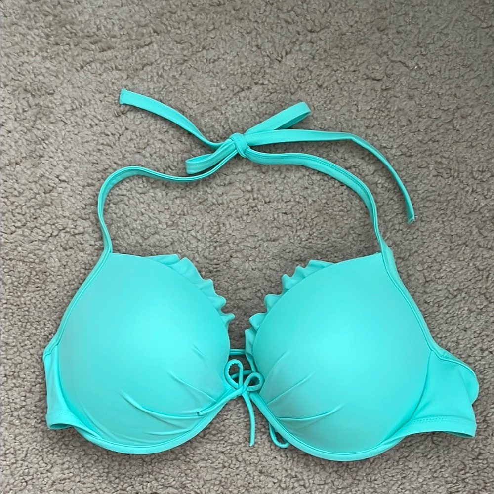 Victoria’s Secret Aqua Halter Bikini Top Size 36D
